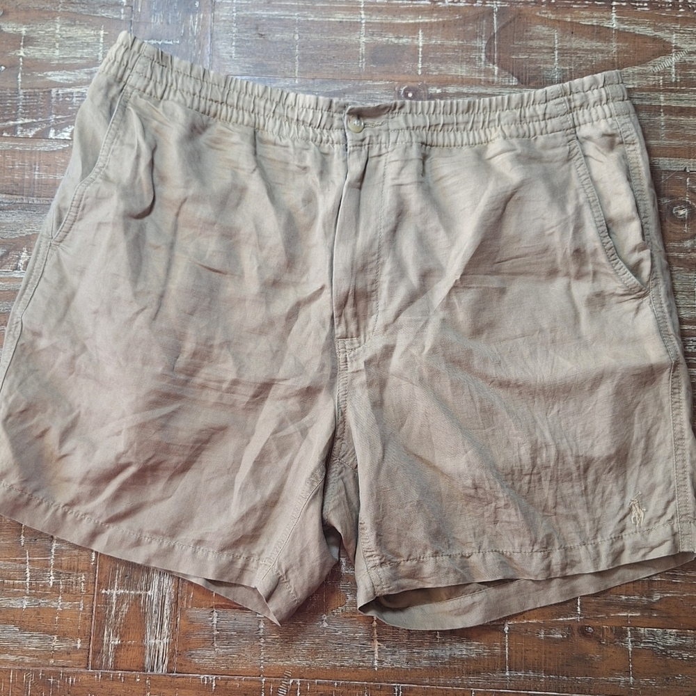 Polo Ralph Lauren Classic Fit Mens XL Beige Elastic Waist Shorts with Drawstring